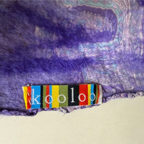 Kooloo Felted Hidden Temple Scarf Purple VTG 80s Tie Dye Everyday Casual Zoom in - Picture 3 of 8